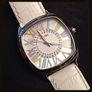 White Honora Watch w/ Genuine Leather Strap