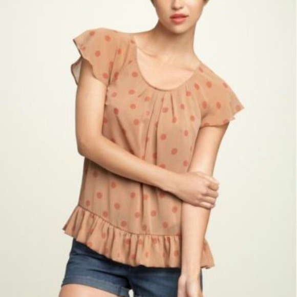 GAP Women's Orange Dotted Top Size Medium. - Picture 1 of 1