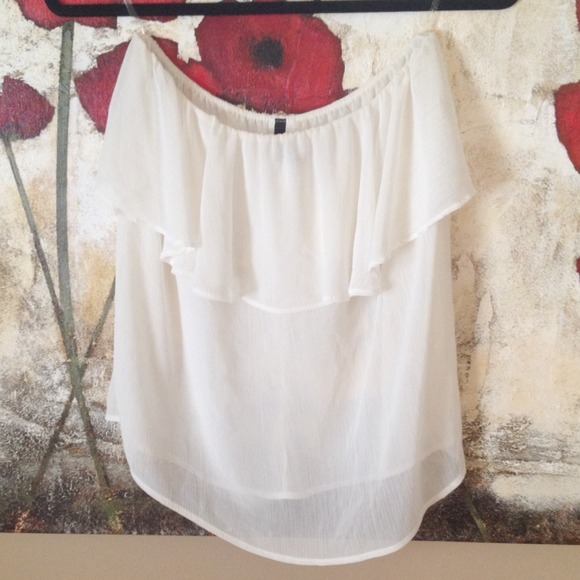 White Ruffle Tube Top - Picture 1 of 2