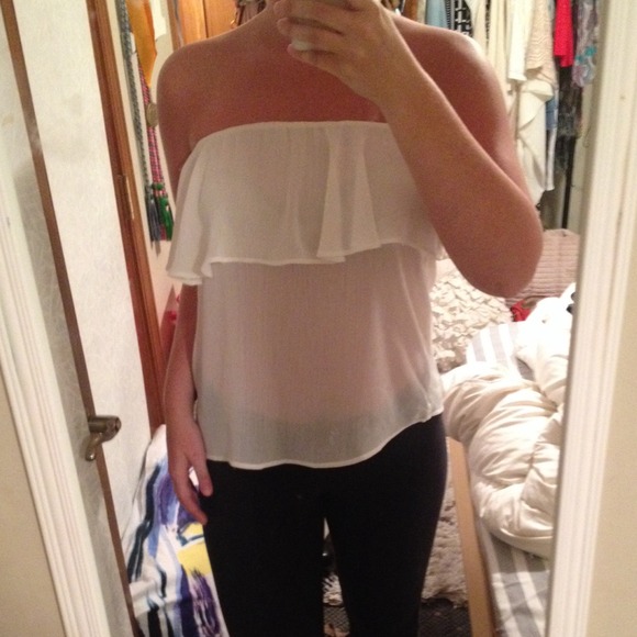 White Ruffle Tube Top - Picture 2 of 2