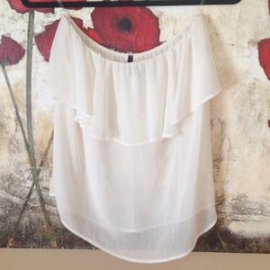 White Ruffle Tube Top