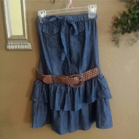 Denim Dress With Belt