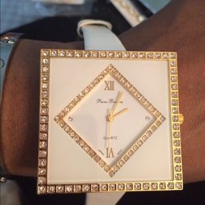Beautiful white watch with crystals