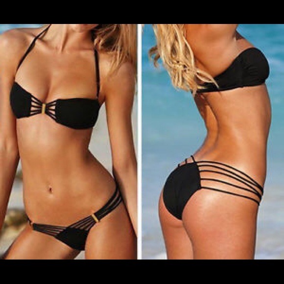 Black strappy bikini