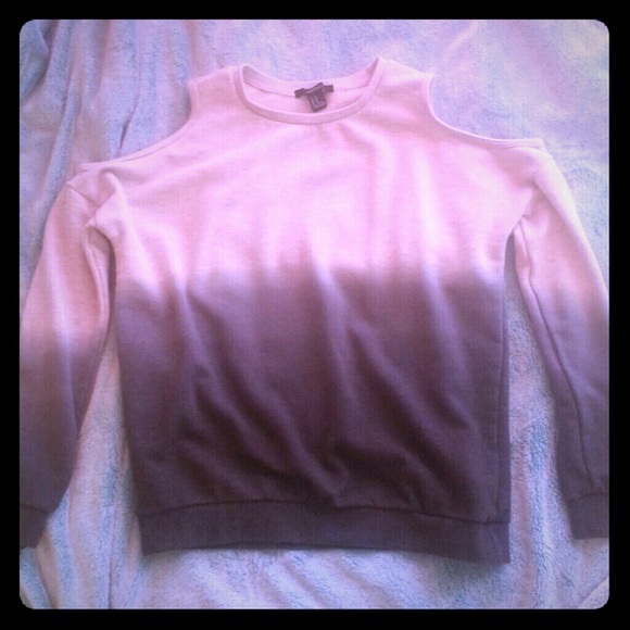 Grey ombre sweatshirt with shoulder cutouts