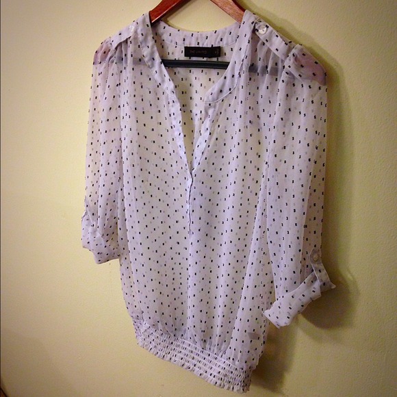 The Limited Sheer White w/ Black Dot Blouse - Picture 2 of 4