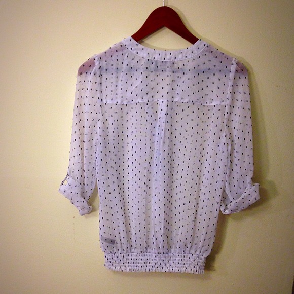 The Limited Sheer White w/ Black Dot Blouse - Picture 3 of 4