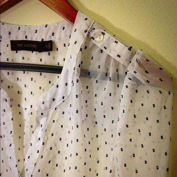 The Limited Sheer White w/ Black Dot Blouse - Picture 4 of 4