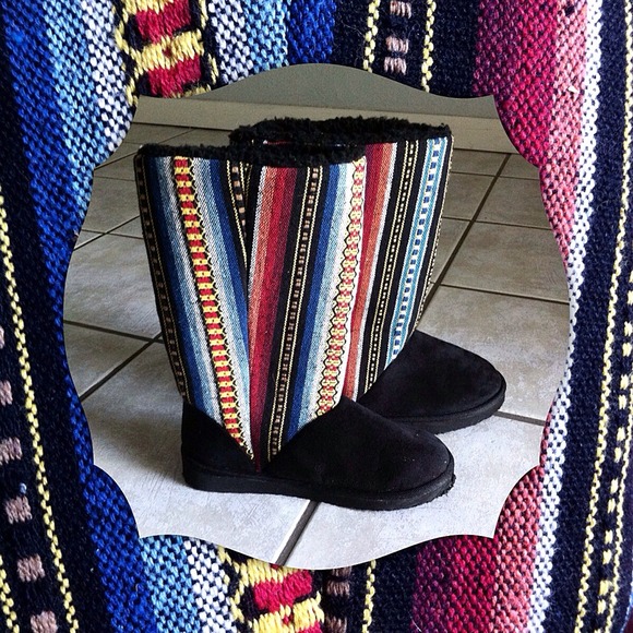 Cute Tribal Print Slipper Boots