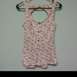 Cream floral backless tank