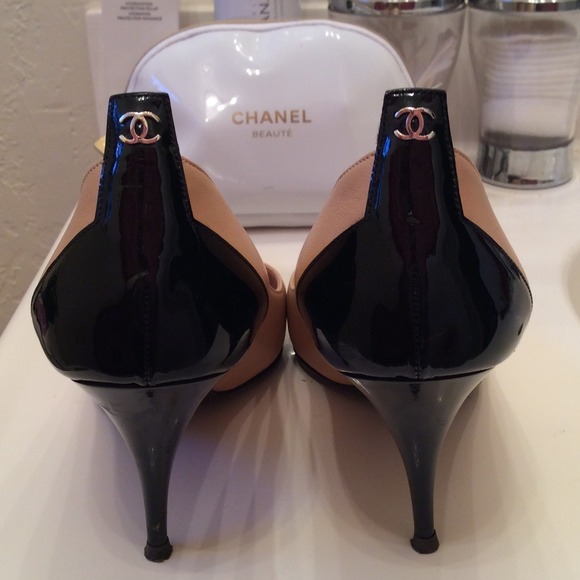Authentic Chanel Nude and Black Heels - Picture 3 of 3