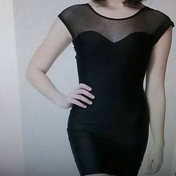 Dress with a mesh neckline