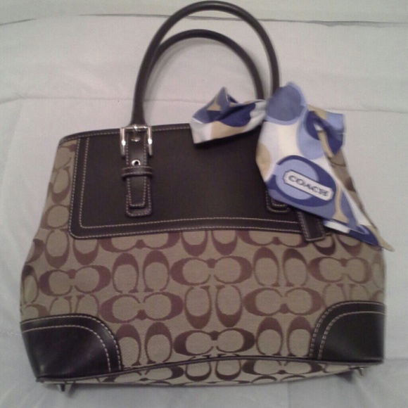 REDUCED! Coach top handle handbag with Coach scarf