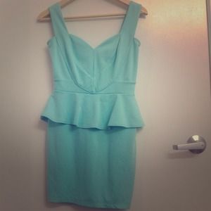 Mint blue Peplum Dress.