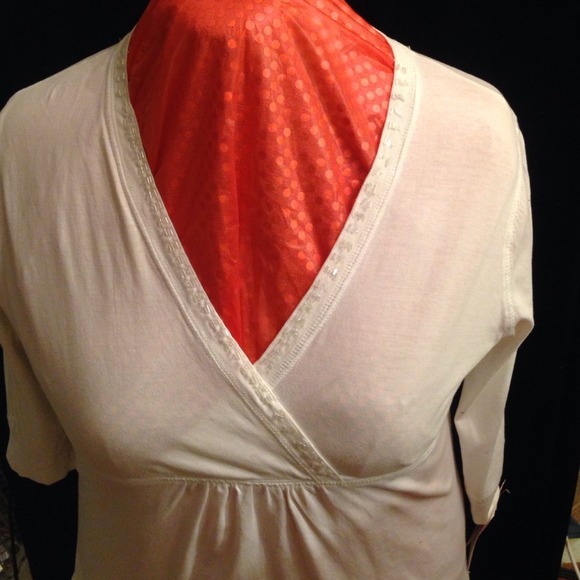 Hand Crafted Beaded Smart V- Tee Blouse.
