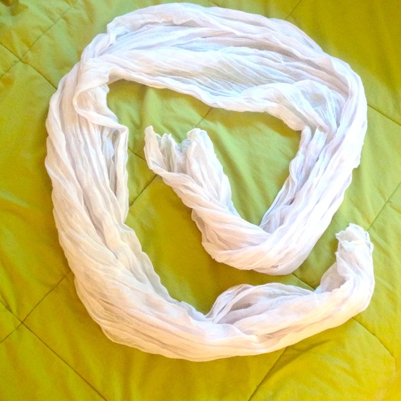 See-through white scarf