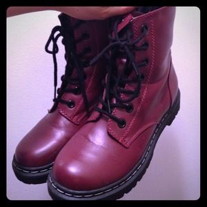 Maroon dr marten replica combat boots