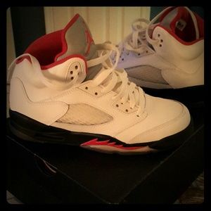 jordans reto 5's in fire red