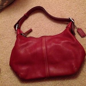 Red leather Coach purse