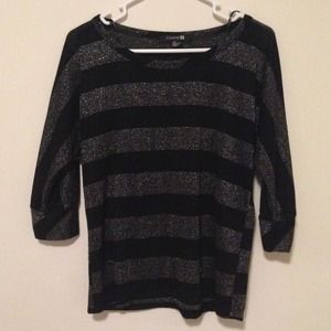 Grey and Black Stripe Sparkle Sweater.