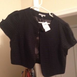 Polka dot cropped short sleeve blazer