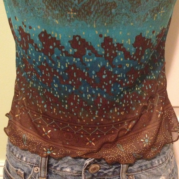 SOLD! A. Byer Brown & Turquoise Tank - Picture 3 of 4