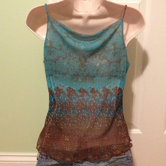 SOLD! A. Byer Brown & Turquoise Tank - Picture 4 of 4
