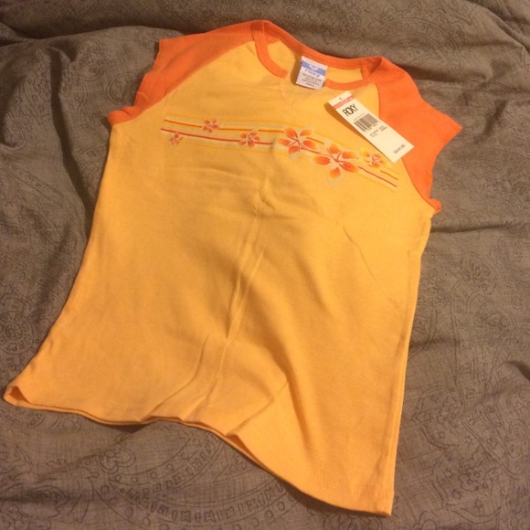 NWT Roxy orange floral flowers sleeveless shirt top ~ small 🍊🌺 - Picture 4 of 5