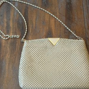 Vintage metal mesh white handbag or clutch