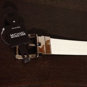 Michael Kors Reversible White Brown Mono Belt