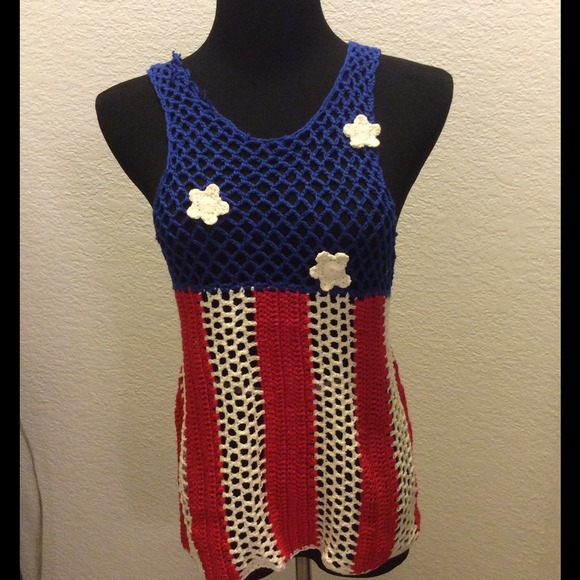 Red/White/Blue Crochet Tank