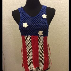 Red/White/Blue Crochet Tank