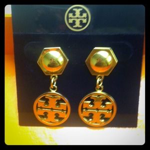 Tory burch circle logo earrings