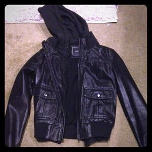 XS Black Obey leather jacket