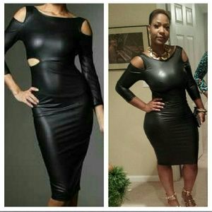 Faux leather peephole dress