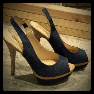 Guess denim heels just reduced from $40