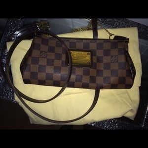 Authentic Damier Ebene Louis Vuitton Eva Clutch
