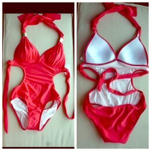 Red monokini bathing suit swimwear