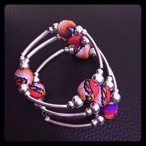 UNIQUE Silver  & Inka Fabric Bracelet