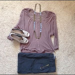 SOLD: Soft Brown Dolman Top