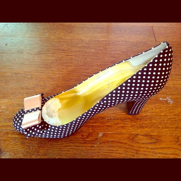 J. Crew Black Polka Dot Trixie Heels with Bow - Picture 1 of 3