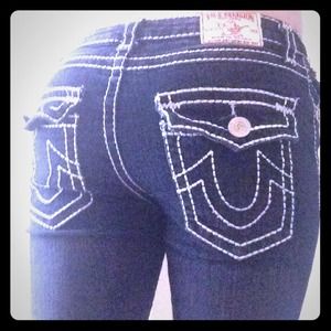 True Religion Jeans Dark Wash White Stitching