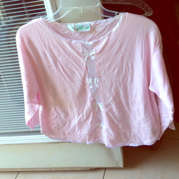Simple Pink blouse w/ little bows in front sewed
