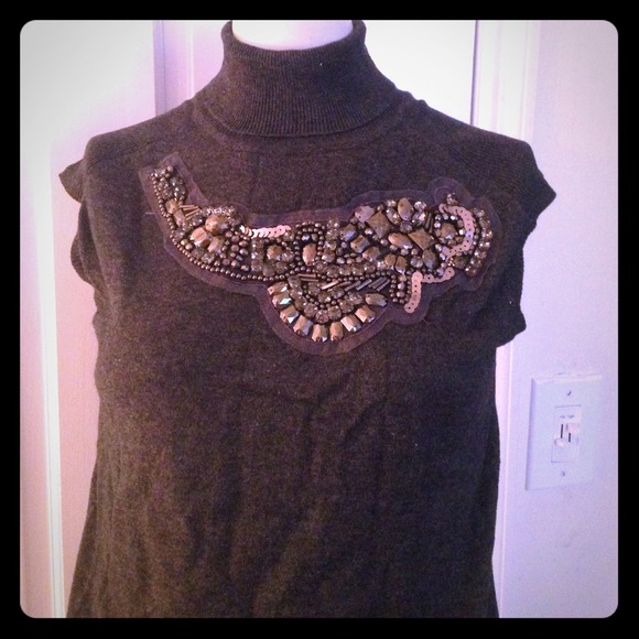 Grey/Black Jewel Embellished Top