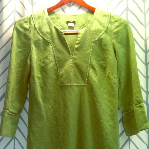 Grass green J. Crew tunic, XS, 3/4 length sleeves