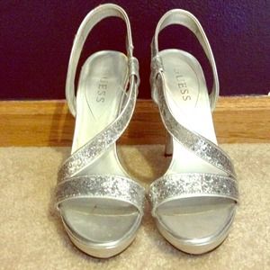 Guess silver high heel sandals