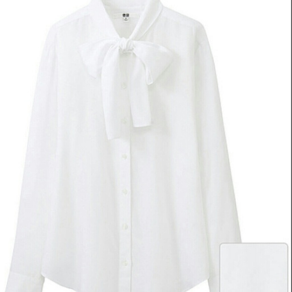 UNIQLO RAYON BOW TIE BLOUSE