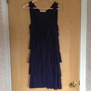 Navy ruffled layered dress