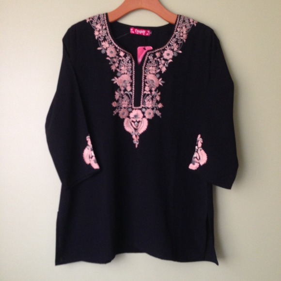Black embroidered shirt new with tags