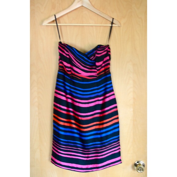 Striped sweetheart strapless dress